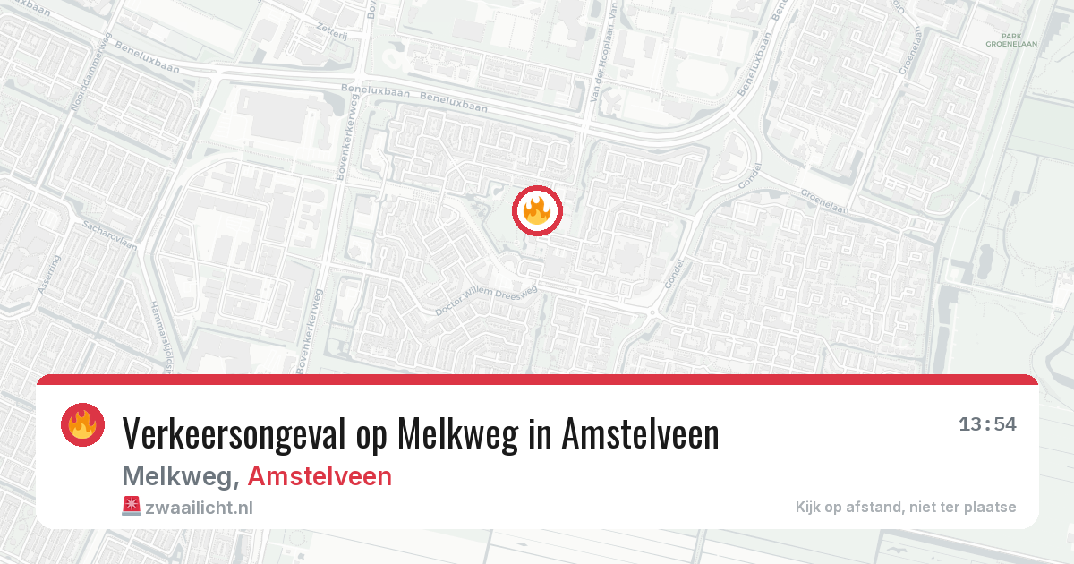 Verkeersongeval op Melkweg in Amstelveen — 8 aug 2026