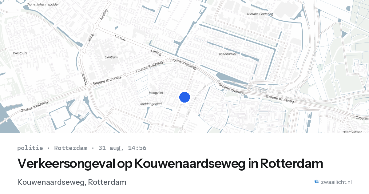 Verkeersongeval op Kouwenaardseweg in Rotterdam — 31 aug 2026