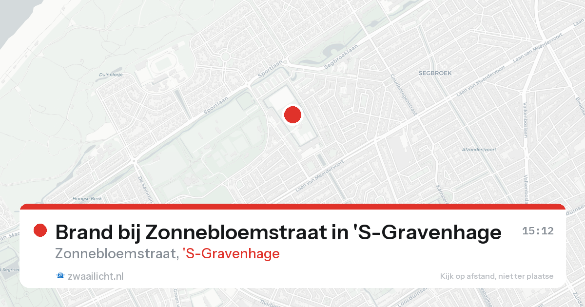 Brand bij Zonnebloemstraat in 'S-Gravenhage — 15 aug 2026