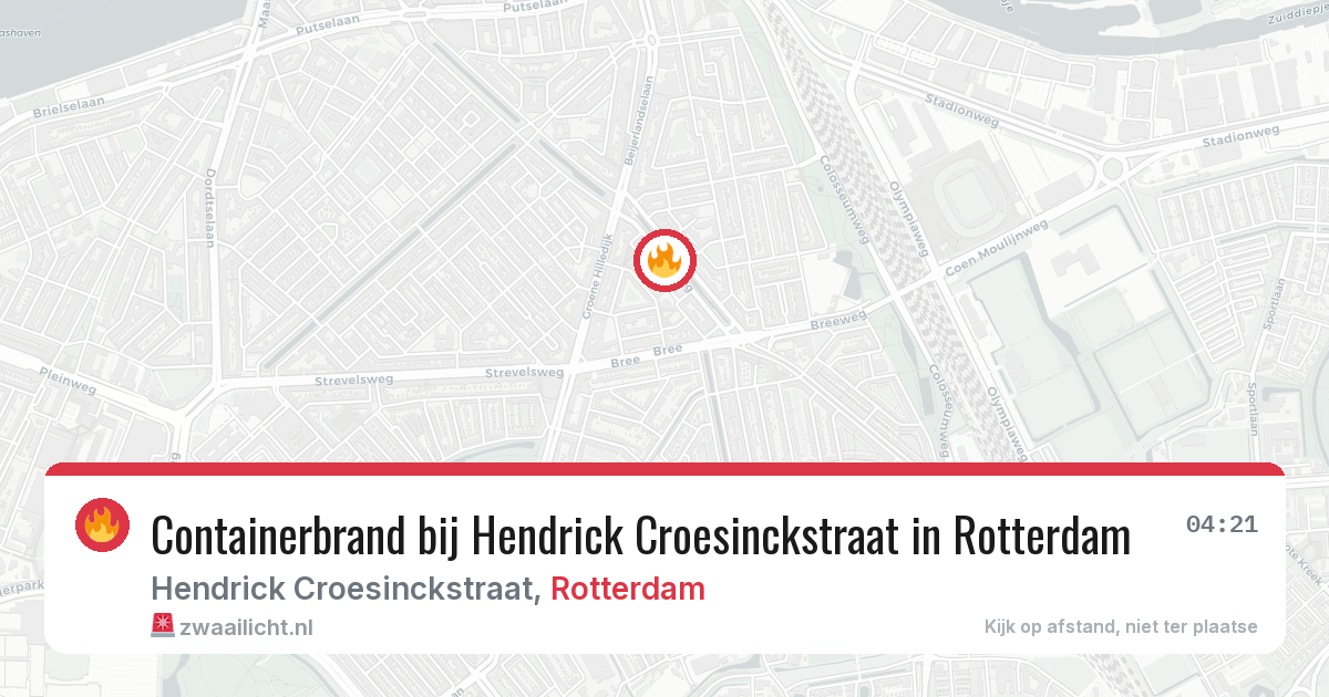 Containerbrand bij Hendrick Croesinckstraat in Rotterdam — 15 mei 2026