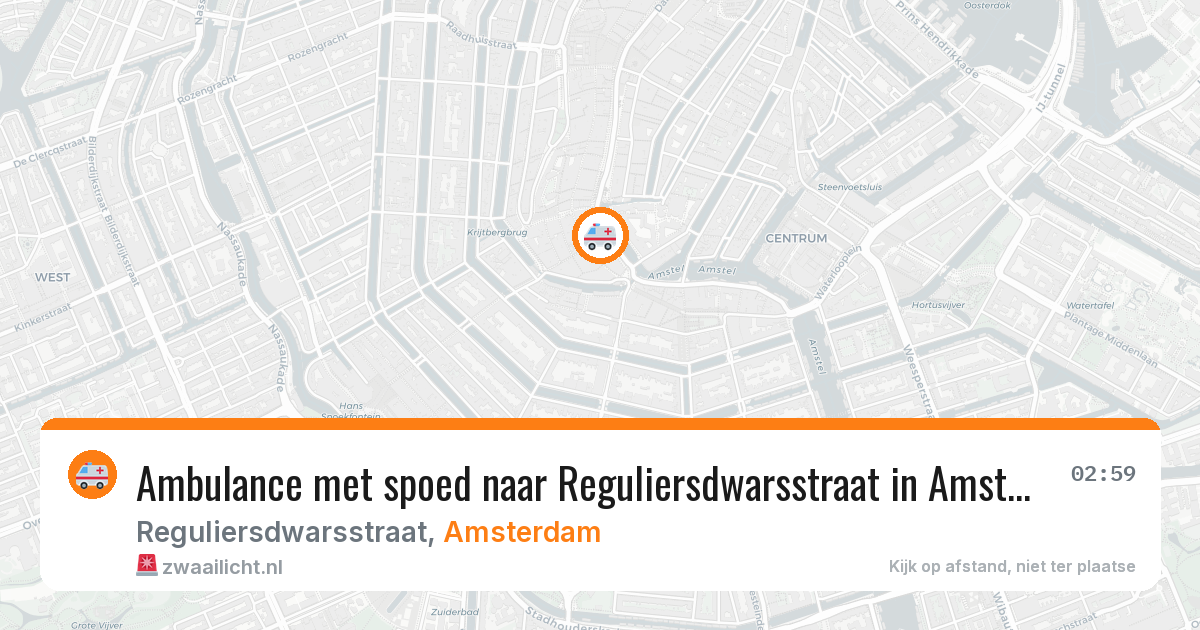 Ambulance met spoed naar Reguliersdwarsstraat in Amsterdam — 13 aug 2026