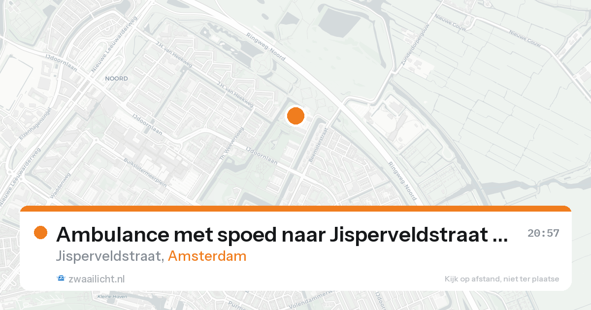 Ambulance met spoed naar Jisperveldstraat in Amsterdam — 15 aug 2026