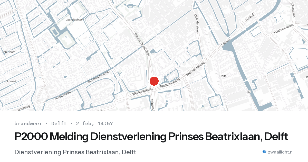 P2000 Melding Dienstverlening Prinses Beatrixlaan, Delft — 2 feb 2026