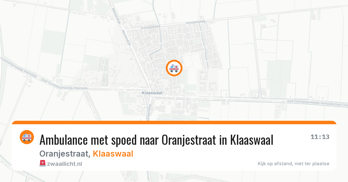 Ambulance met spoed naar Oranjestraat in Klaaswaal — 18 apr 2026