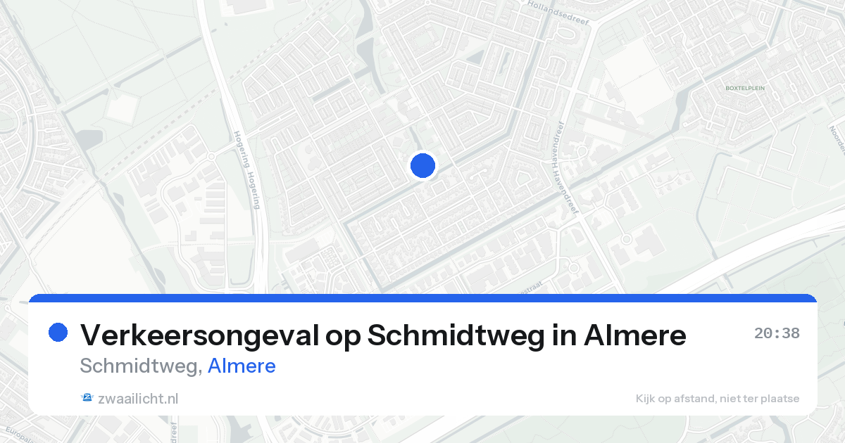 Verkeersongeval op Schmidtweg in Almere — 17 aug 2026