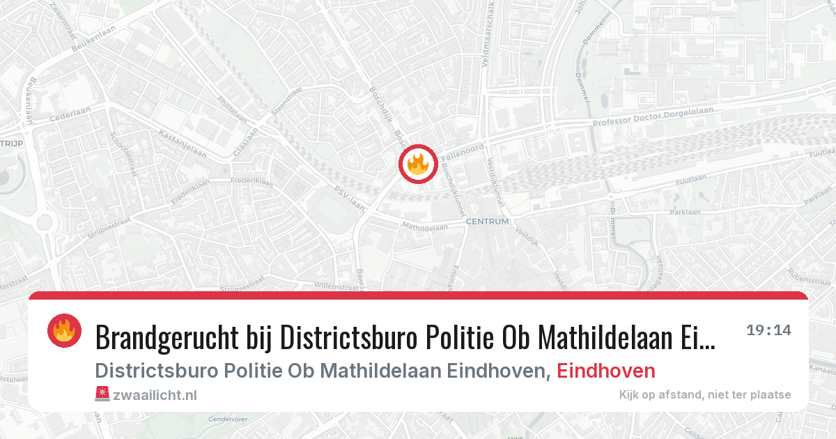 Brandgerucht bij Districtsburo Politie Ob Mathildelaan Eindhoven in Eindhoven — 29 mei 2026