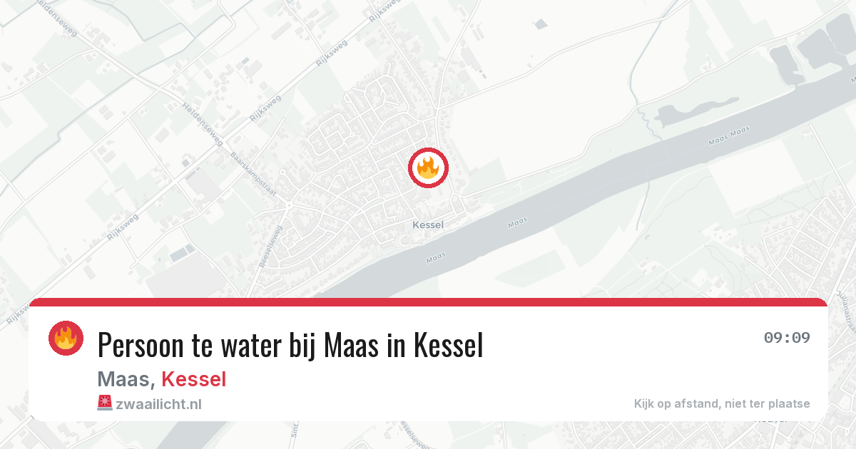 Persoon te water bij Maas in Kessel — 22 jun 2026