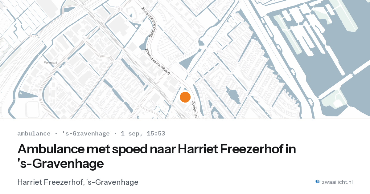Ambulance met spoed naar Harriet Freezerhof in 's-Gravenhage — 1 sep 2026