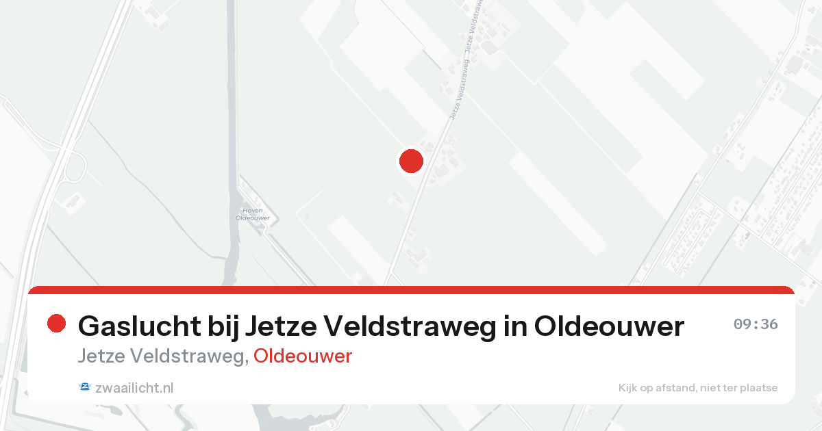 Gaslucht bij Jetze Veldstraweg in Oldeouwer — 17 aug 2026