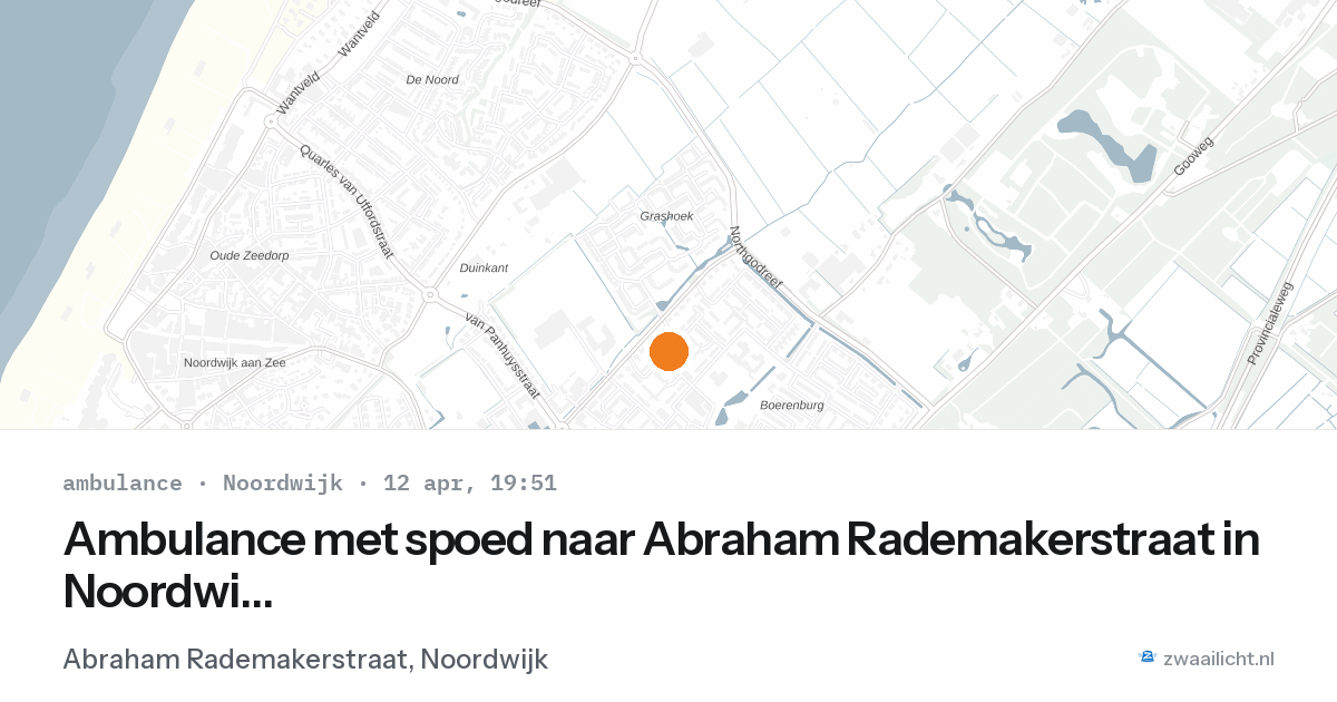 Ambulance met spoed naar Abraham Rademakerstraat in Noordwijk — 12 apr 2026