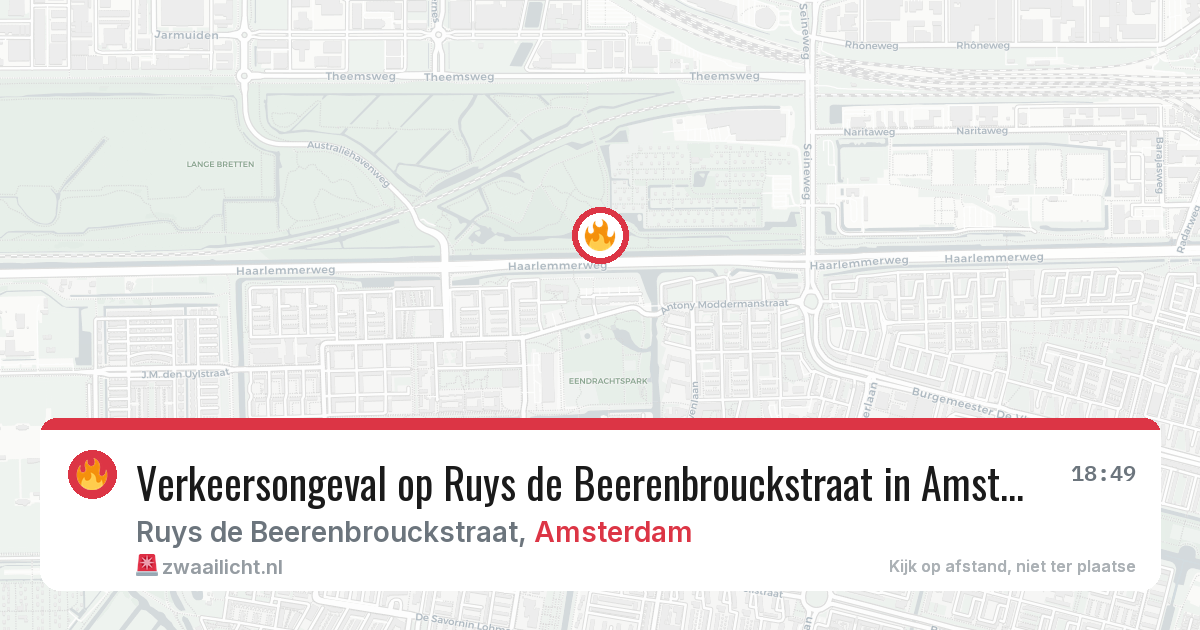 Verkeersongeval op Ruys de Beerenbrouckstraat in Amsterdam — 26 mei 2026