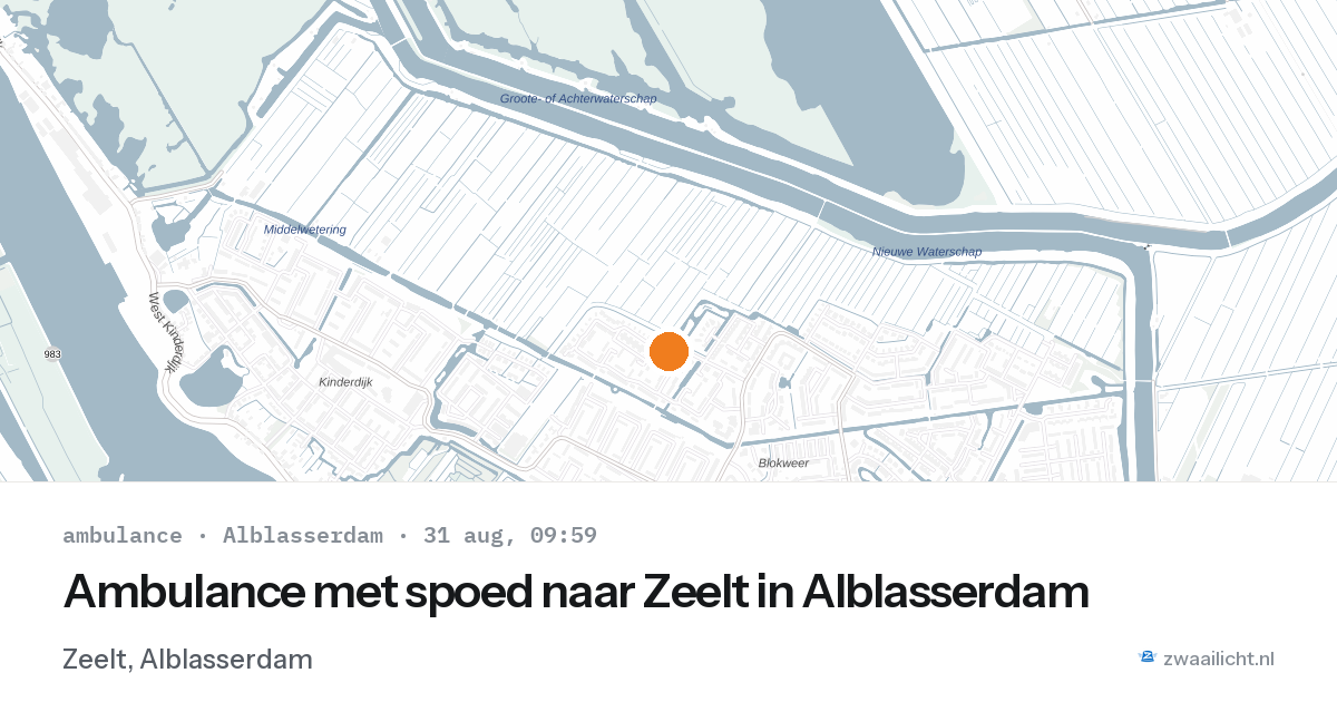 Ambulance met spoed naar Zeelt in Alblasserdam — 31 aug 2026