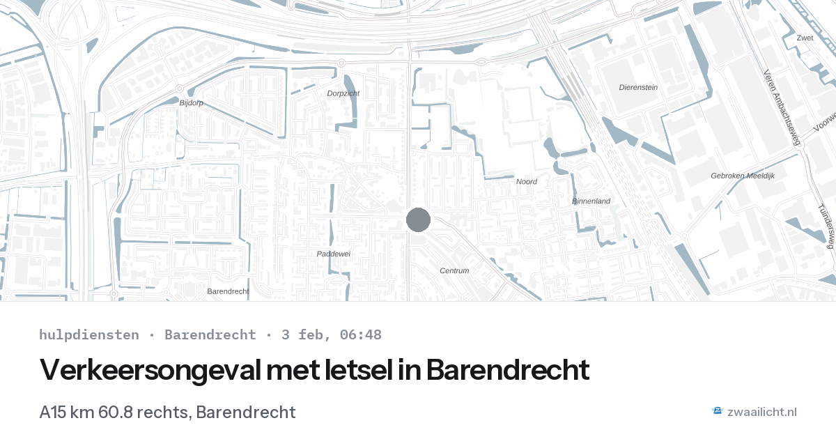 Verkeersongeval met letsel in Barendrecht — 3 feb 2026