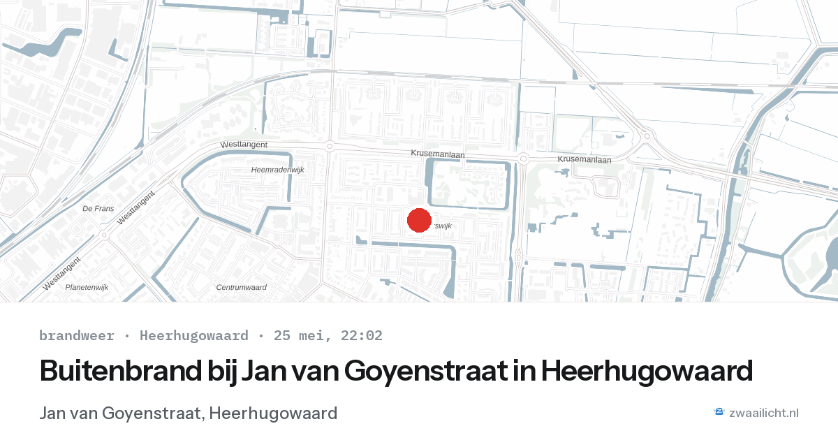 Buitenbrand bij Jan van Goyenstraat in Heerhugowaard — 25 mei 2026
