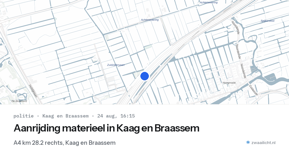 Aanrijding materieel in Kaag en Braassem — 24 aug 2026