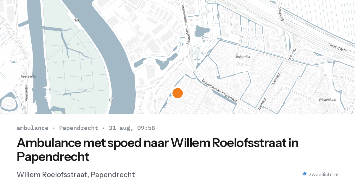 Ambulance met spoed naar Willem Roelofsstraat in Papendrecht — 31 aug 2026