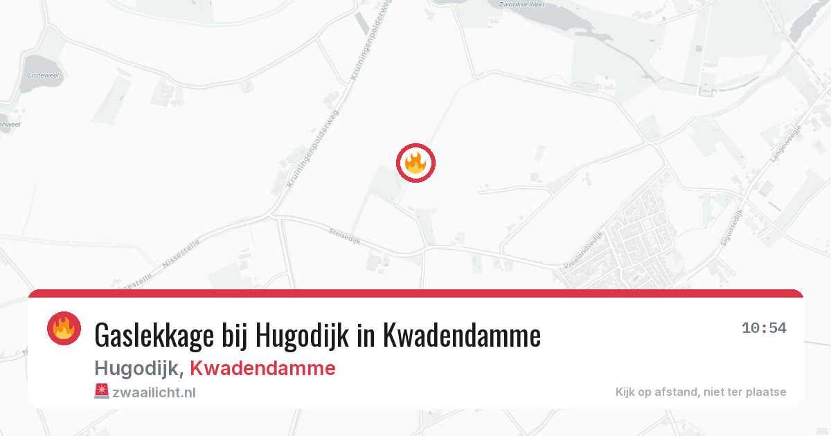 Gaslekkage bij Hugodijk in Kwadendamme — 26 mrt 2026
