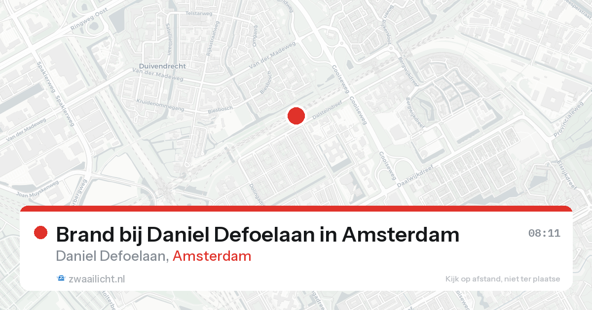 Brand bij Daniel Defoelaan in Amsterdam — 15 aug 2026