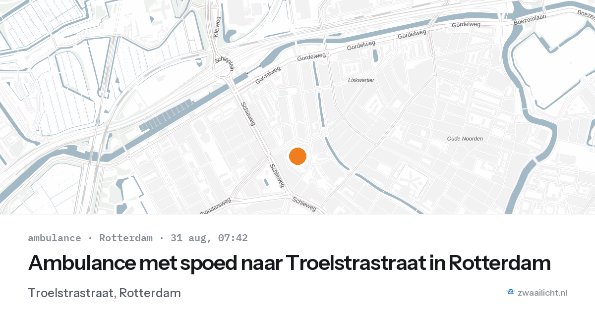 Ambulance met spoed naar Troelstrastraat in Rotterdam — 31 aug 2026