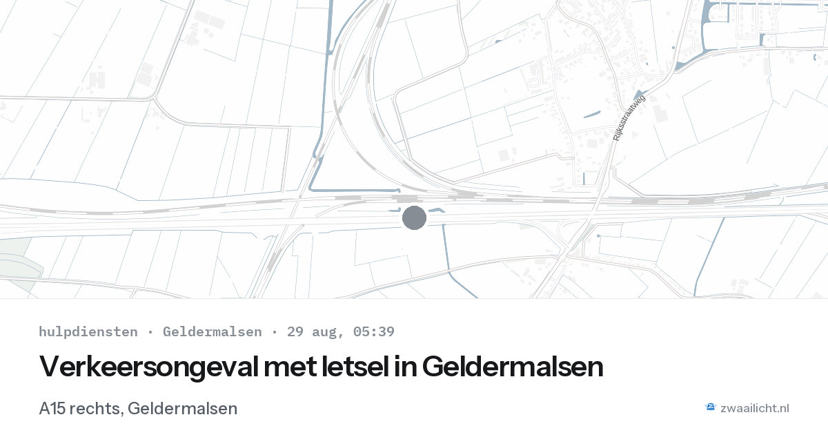 Verkeersongeval met letsel in Geldermalsen — 29 aug 2026