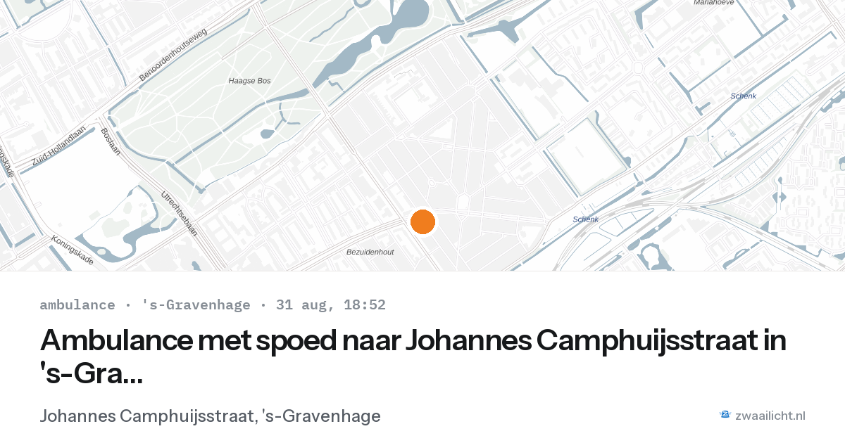 Ambulance met spoed naar Johannes Camphuijsstraat in 's-Gravenhage — 31 aug 2026