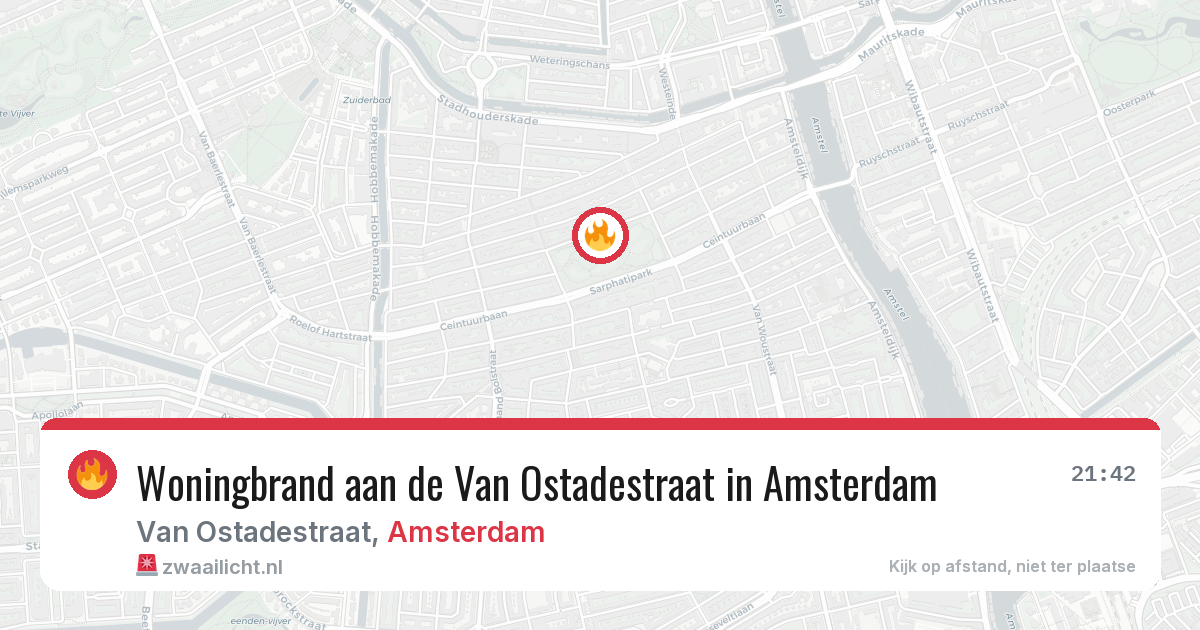 Woningbrand aan de Van Ostadestraat in Amsterdam — 20 jul 2026