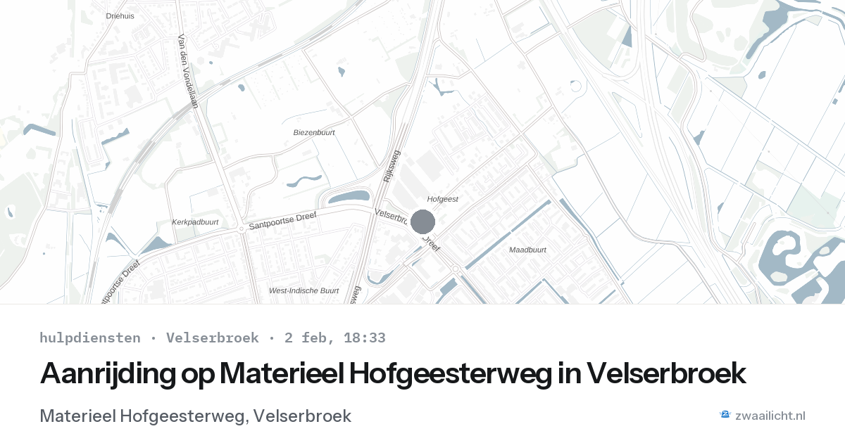 Aanrijding op Materieel Hofgeesterweg in Velserbroek — 2 feb 2026