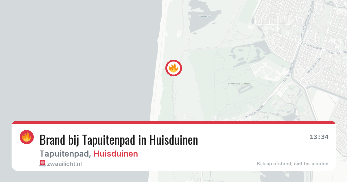 Brand bij Tapuitenpad in Huisduinen — 19 jul 2026
