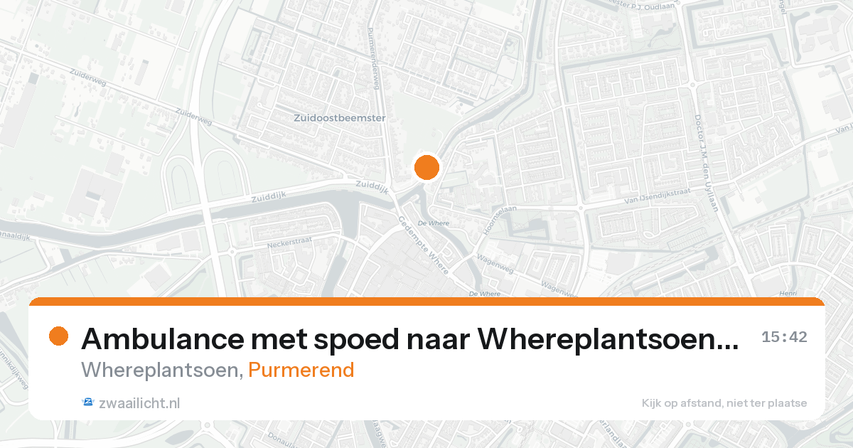 Ambulance met spoed naar Whereplantsoen in Purmerend — 20 aug 2026