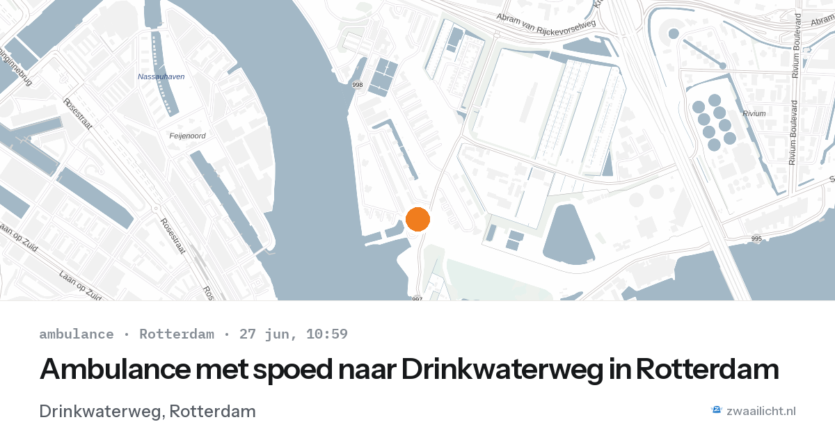 Ambulance met spoed naar Drinkwaterweg in Rotterdam — 27 jun 2026