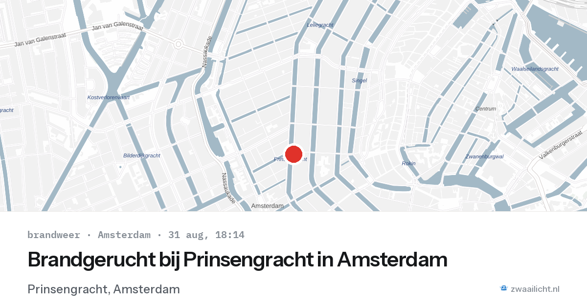 Brandgerucht bij Prinsengracht in Amsterdam — 31 aug 2026