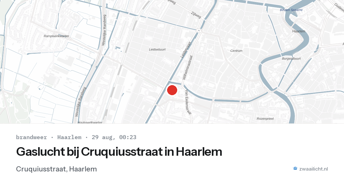 Gaslucht bij Cruquiusstraat in Haarlem — 28 aug 2026