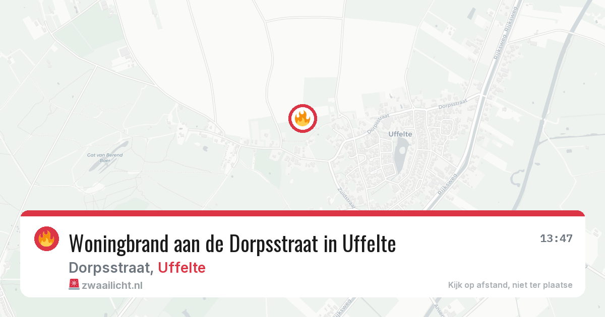 Woningbrand aan de Dorpsstraat in Uffelte — 16 jun 2026