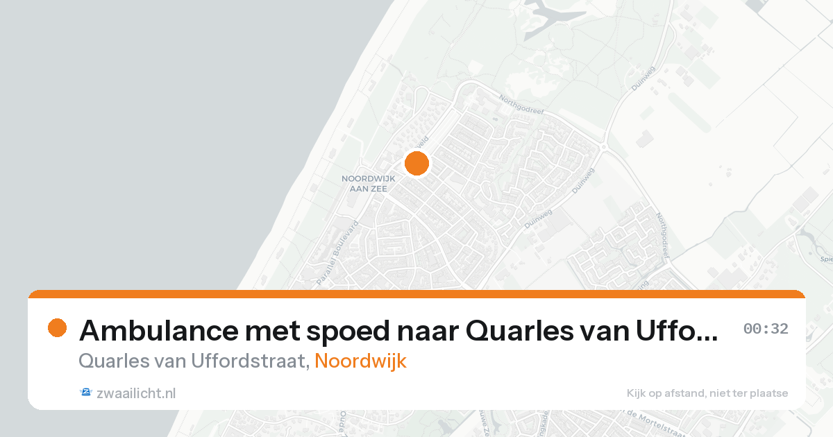 Ambulance met spoed naar Quarles van Uffordstraat in Noordwijk — 21 aug 2026