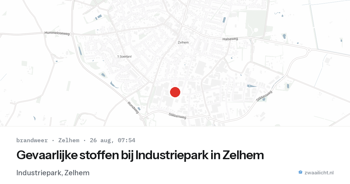 Gevaarlijke stoffen bij Industriepark in Zelhem — 26 aug 2026