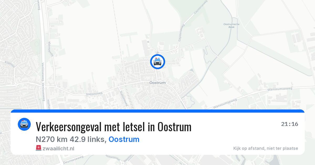 Verkeersongeval met letsel in Oostrum — 7 aug 2026