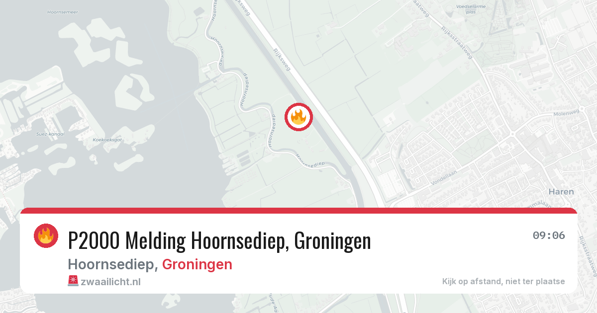 P2000 Melding Hoornsediep, Groningen — 6 aug 2026