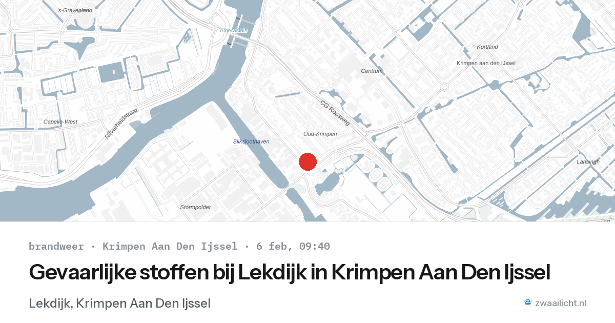Gevaarlijke stoffen bij Lekdijk in Krimpen Aan Den Ijssel — 6 feb 2026