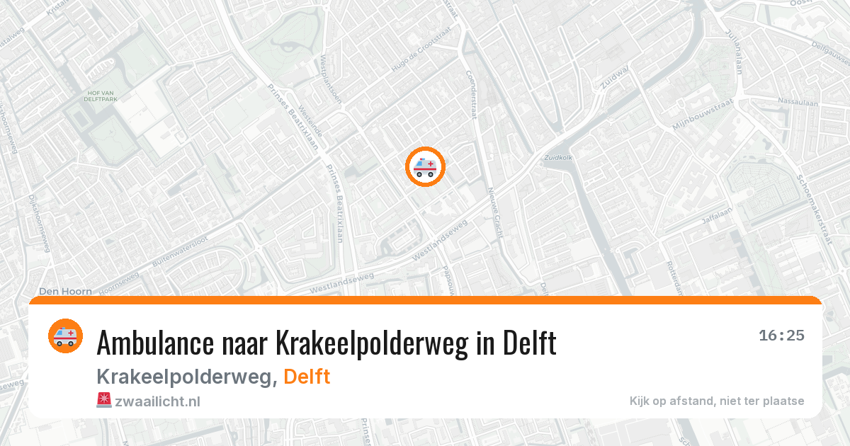 Ambulance naar Krakeelpolderweg in Delft — 16 mrt 2026