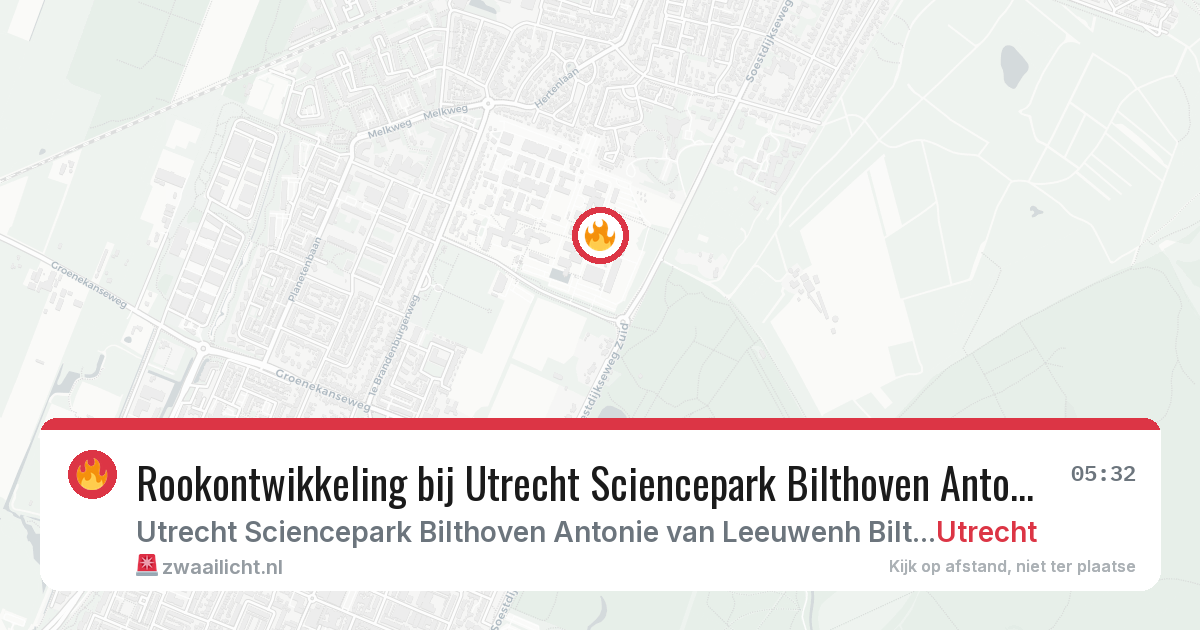 Rookontwikkeling bij Utrecht Sciencepark Bilthoven Antonie van Leeuwenh Bilthoven in Utrecht — 13 mei 2026