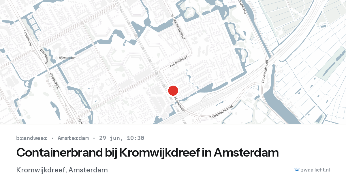 Containerbrand bij Kromwijkdreef in Amsterdam — 29 jun 2026