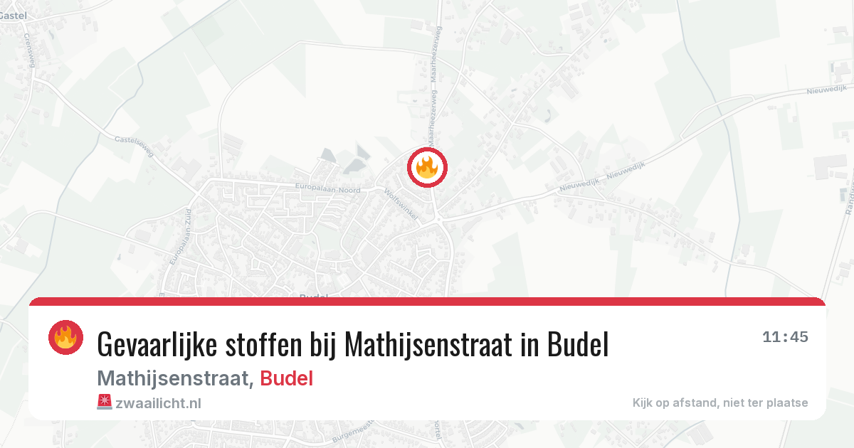 Gevaarlijke stoffen bij Mathijsenstraat in Budel — 1 jun 2026