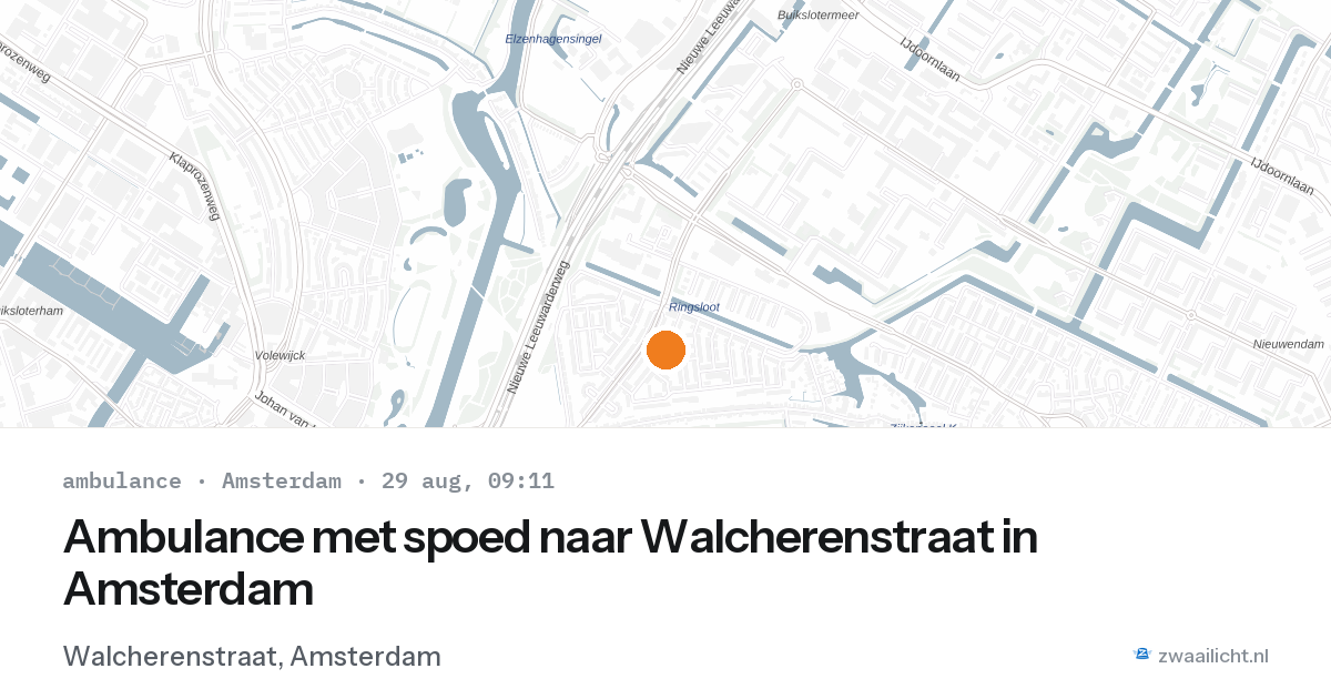 Ambulance met spoed naar Walcherenstraat in Amsterdam — 29 aug 2026