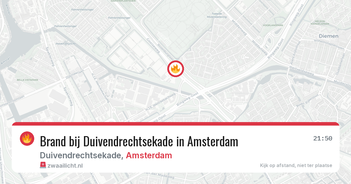 Brand bij Duivendrechtsekade in Amsterdam — 14 jun 2026