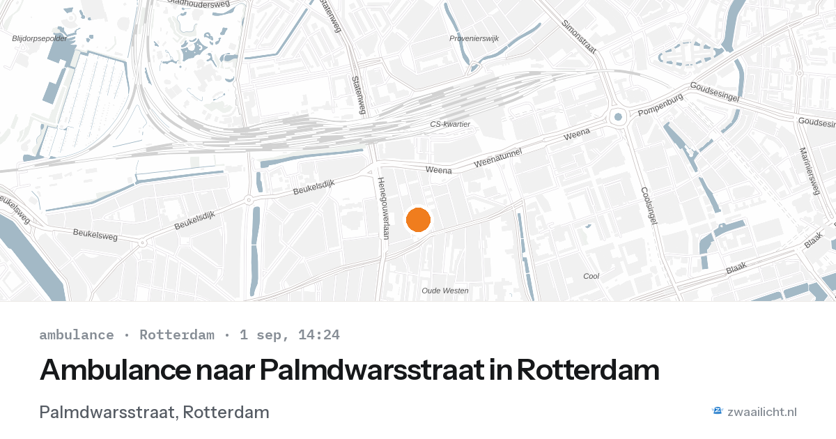 Ambulance naar Palmdwarsstraat in Rotterdam — 1 sep 2026