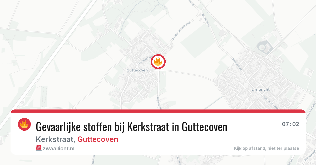 Gevaarlijke stoffen bij Kerkstraat in Guttecoven — 1 jul 2026