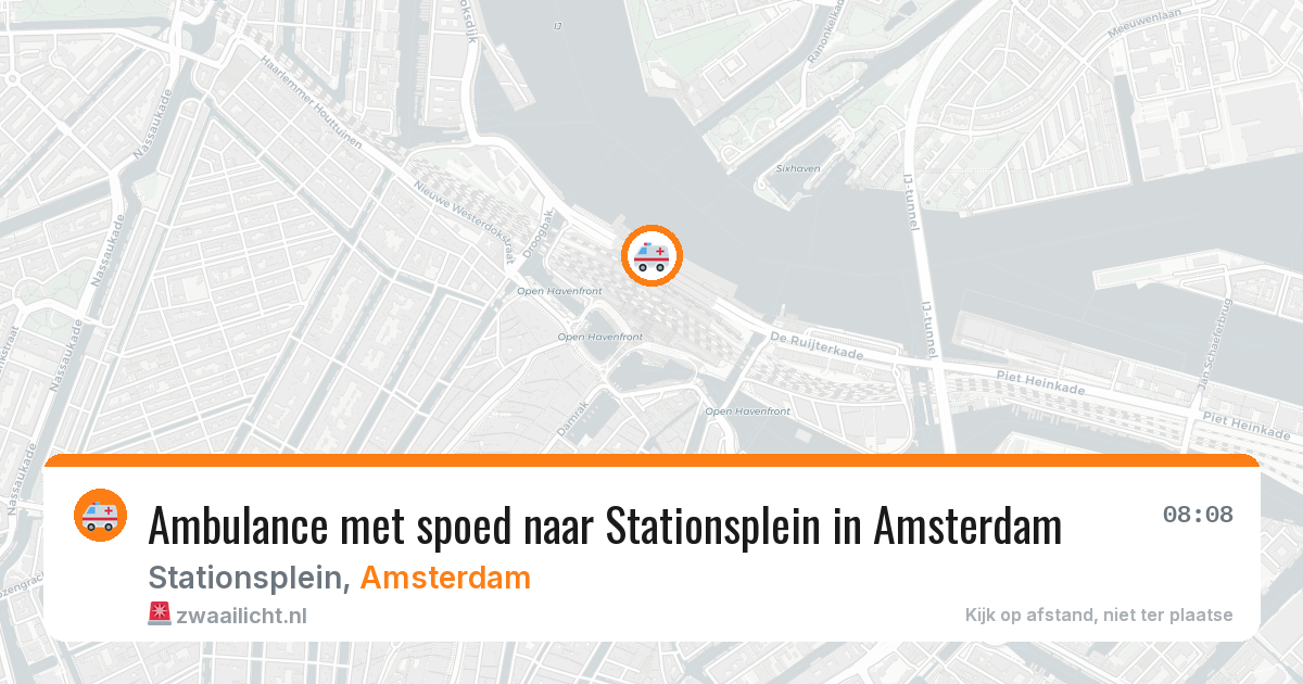 Ambulance met spoed naar Stationsplein in Amsterdam — 14 aug 2026