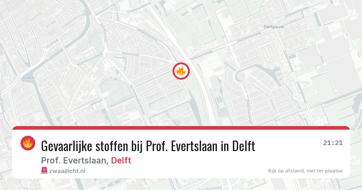 Gevaarlijke stoffen bij Prof. Evertslaan in Delft — 18 jun 2026