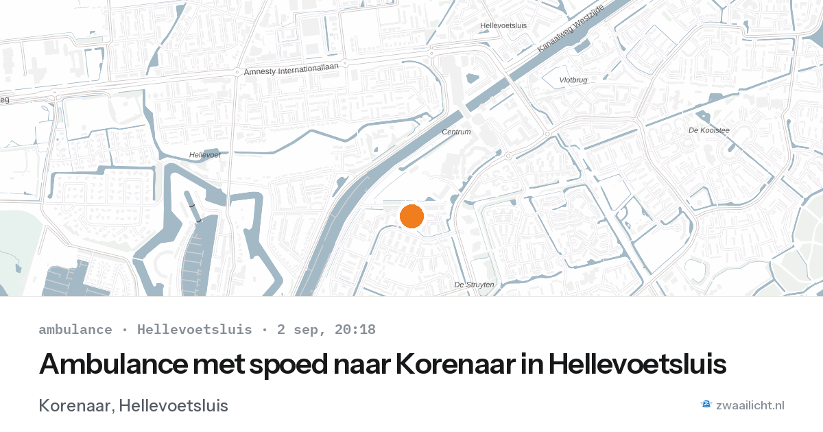 Ambulance met spoed naar Korenaar in Hellevoetsluis — 2 sep 2026