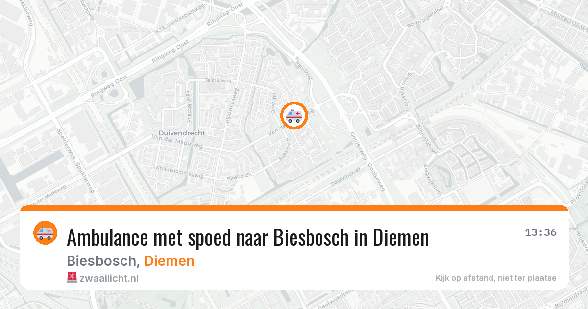 Ambulance met spoed naar Biesbosch in Diemen — 25 apr 2026
